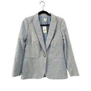 NWT J. Crew Women's Helena Light Blue Linen‎ Blend Blazer Jacket Size 4